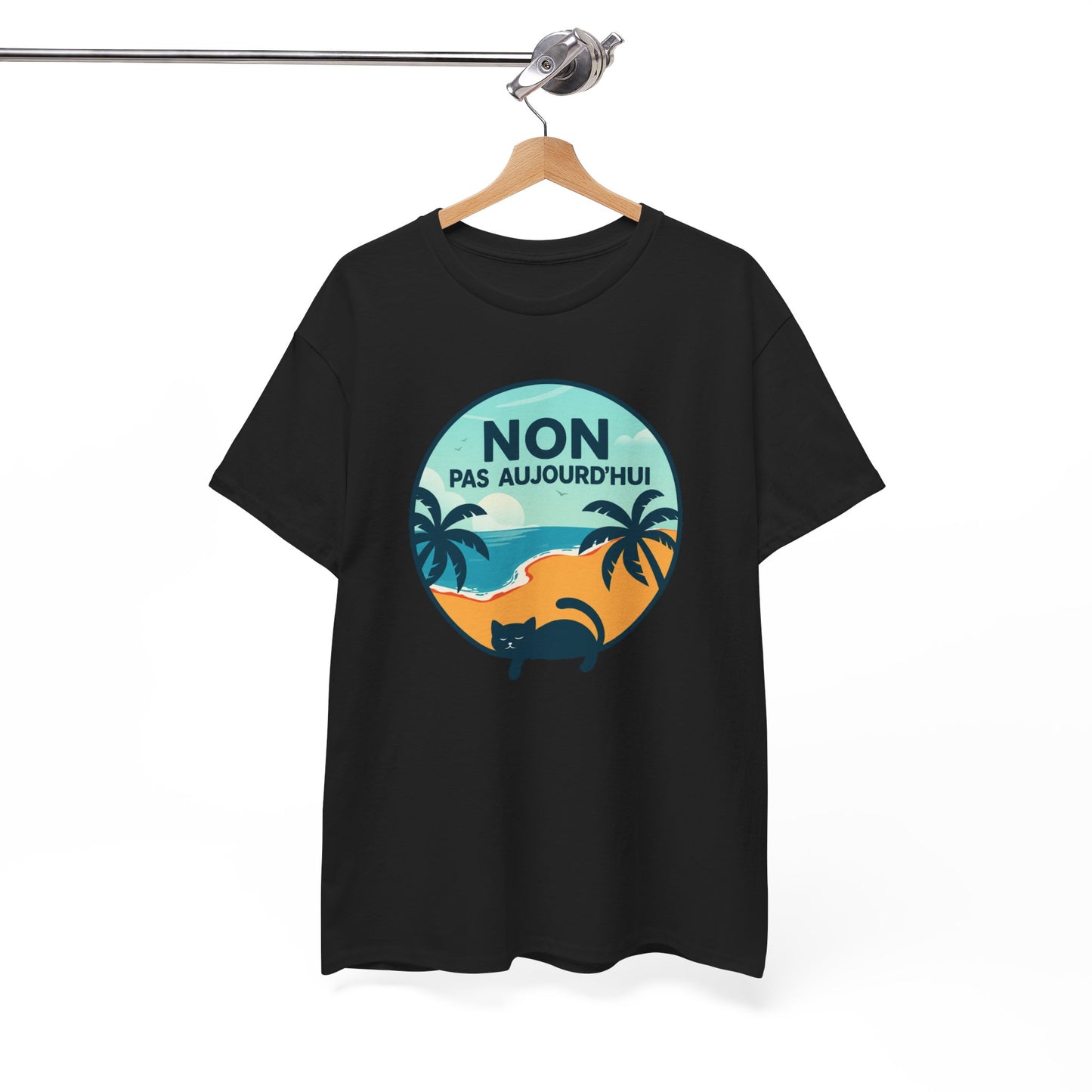 Tee Shirt Chat Homme Femme – Humour Vacances Plage et Farniente – Idée Cadeau Amoureux des Chats Passion Félin