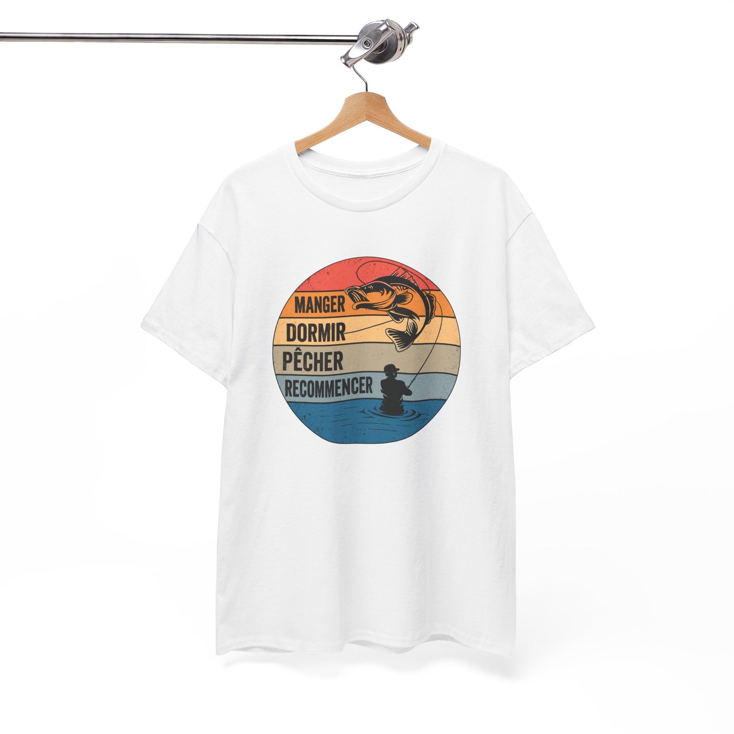 T-Shirt Pêche Homme et Femme – Cadeau Pêcheur Passionné – Pêche Poisson Canne à Pêche – Style Vintage Rétro – Idée Cadeau