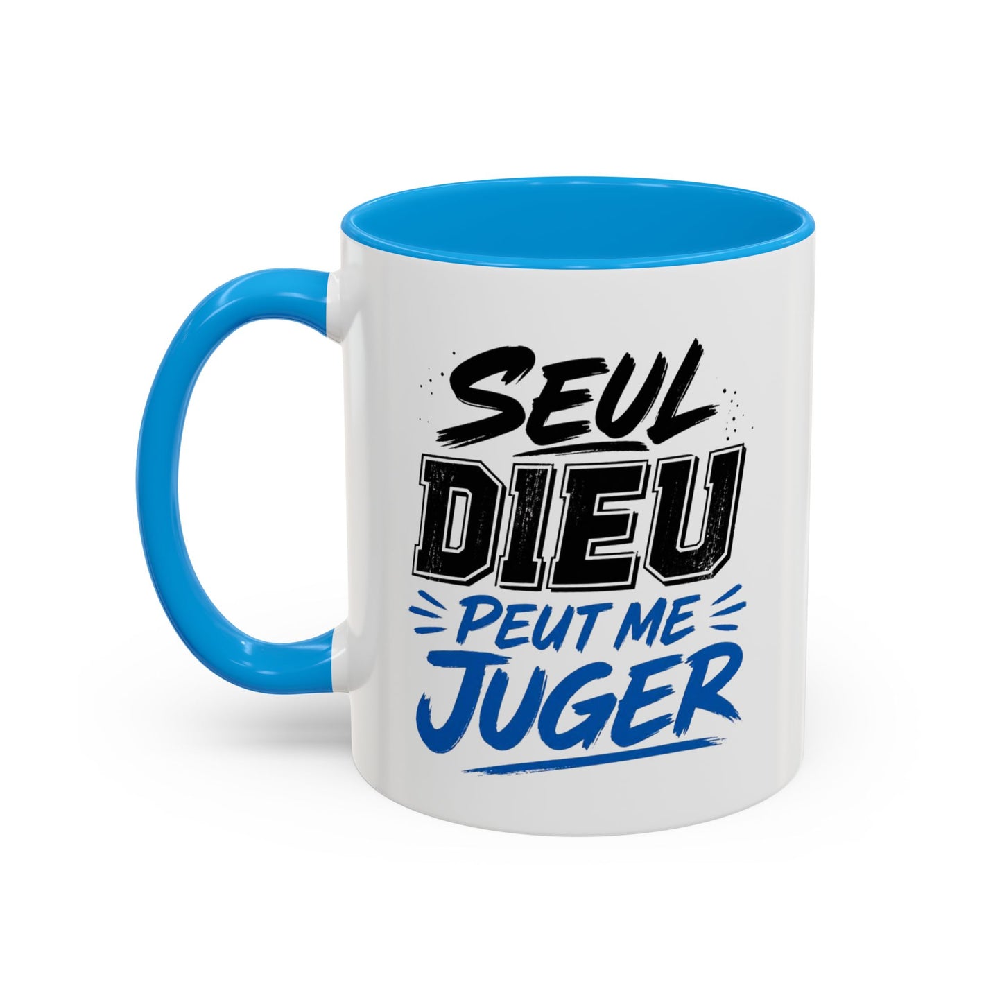 Mug Citation Seul Dieu Peut Me Juger – Tasse Humour et Caractère – Cadeau Original Fun Céramique 325ml Noir Bleu