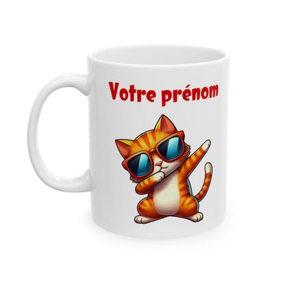 Mug Tasse Personnalisable Prénom Texte animal animaux Chat Qui Dab pour enfant et adulte