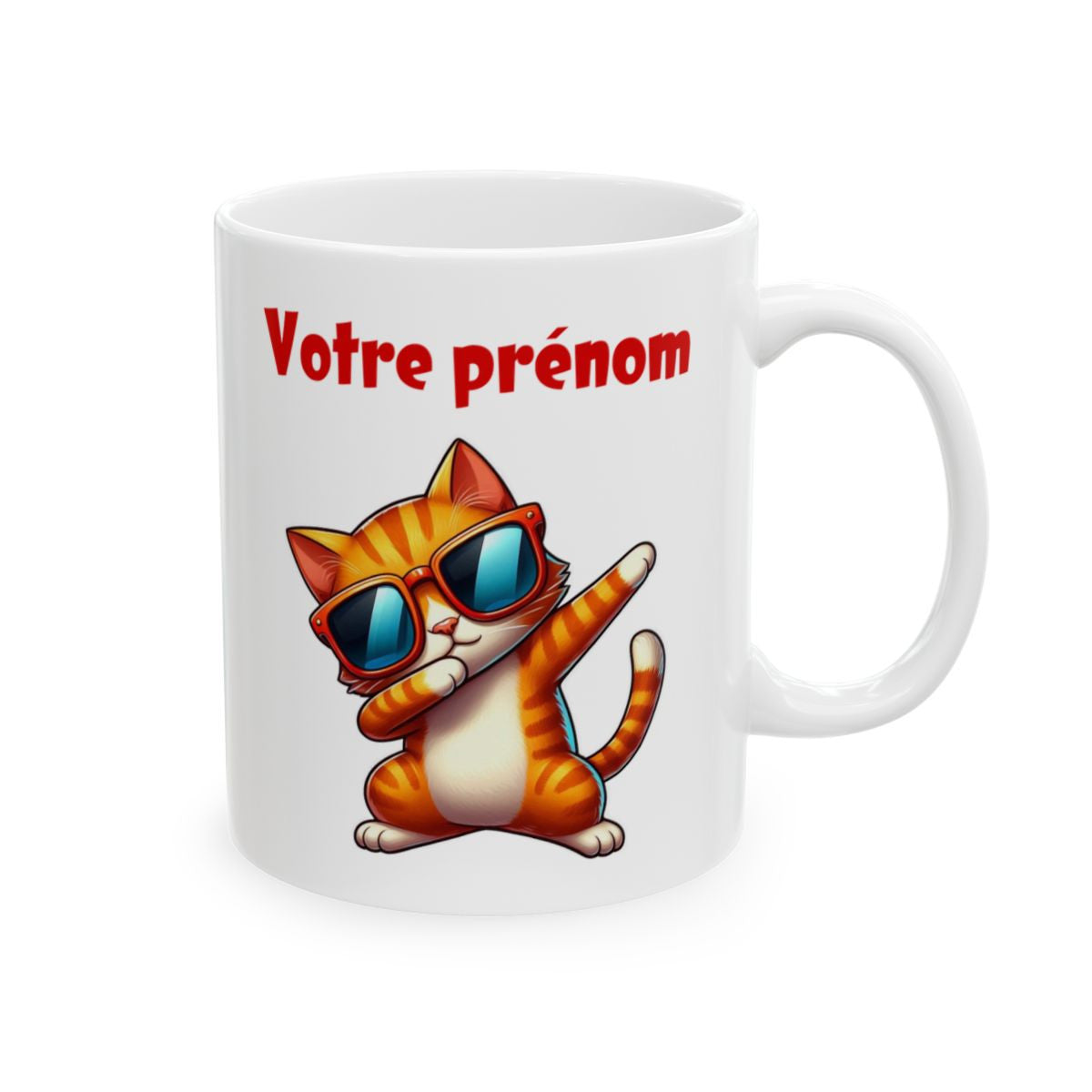 Mug Tasse Personnalisable Prénom Texte animal animaux Chat Qui Dab pour enfant et adulte
