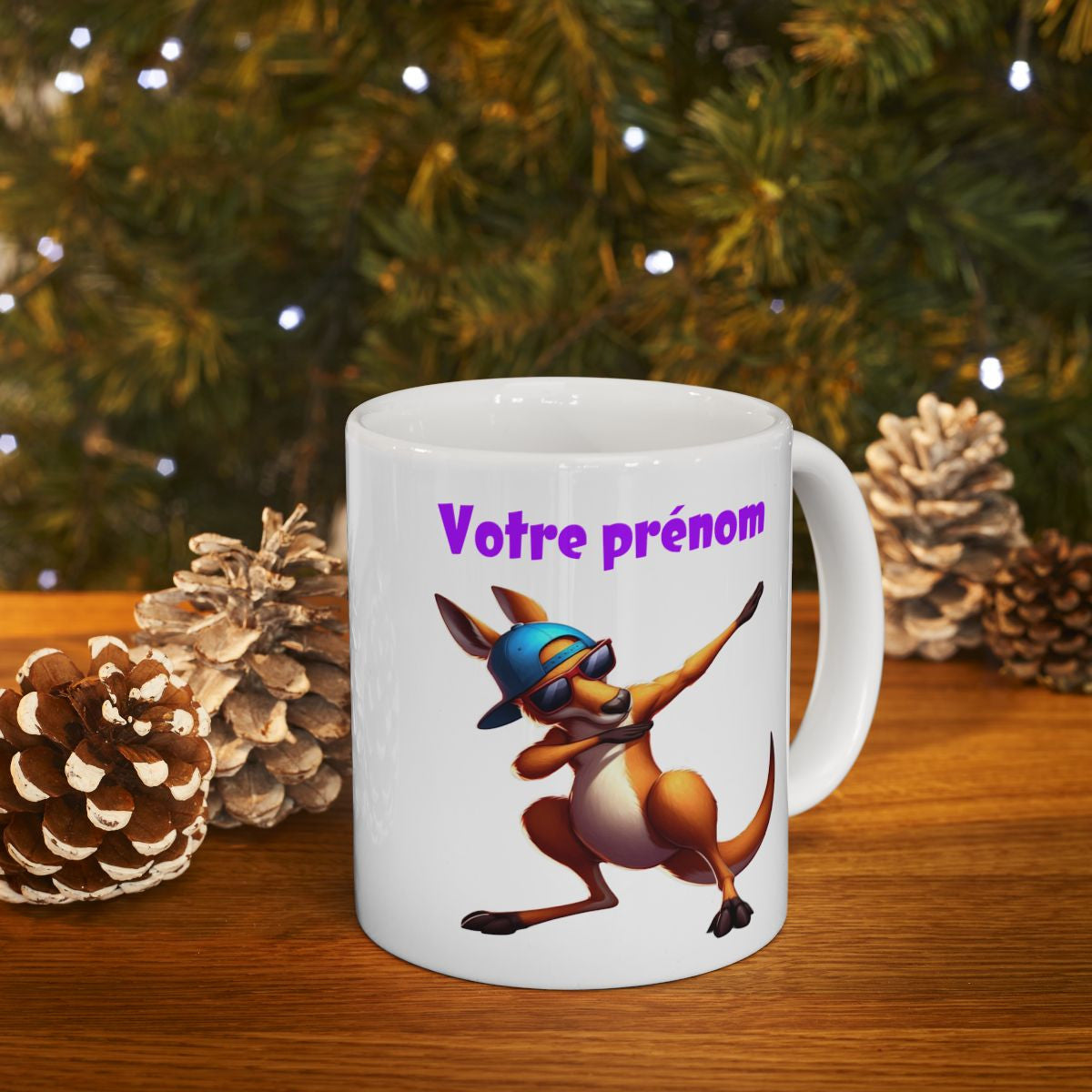 Mug Personnalisable Prénom Texte animal Kangourou Qui Dab enfant/adulte