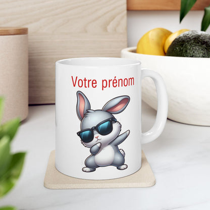 Mug Personnalisable Personnalisé Prénom Texte animal animaux  Lapin Qui Dab pour enfant et adulte