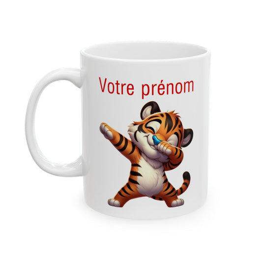 Mug Personnalisable Personnalisé Prénom Texte animal animaux Tigre Qui Dab pour enfant et adulte