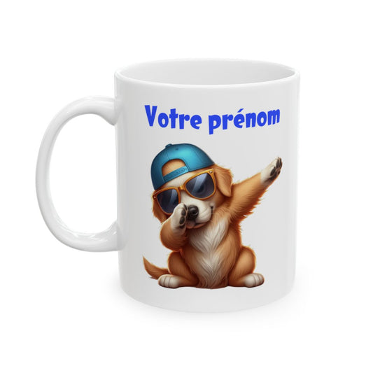 Mug Personnalisable Prénom Texte animaux animal Chien Qui Dab pour enfant et adulte