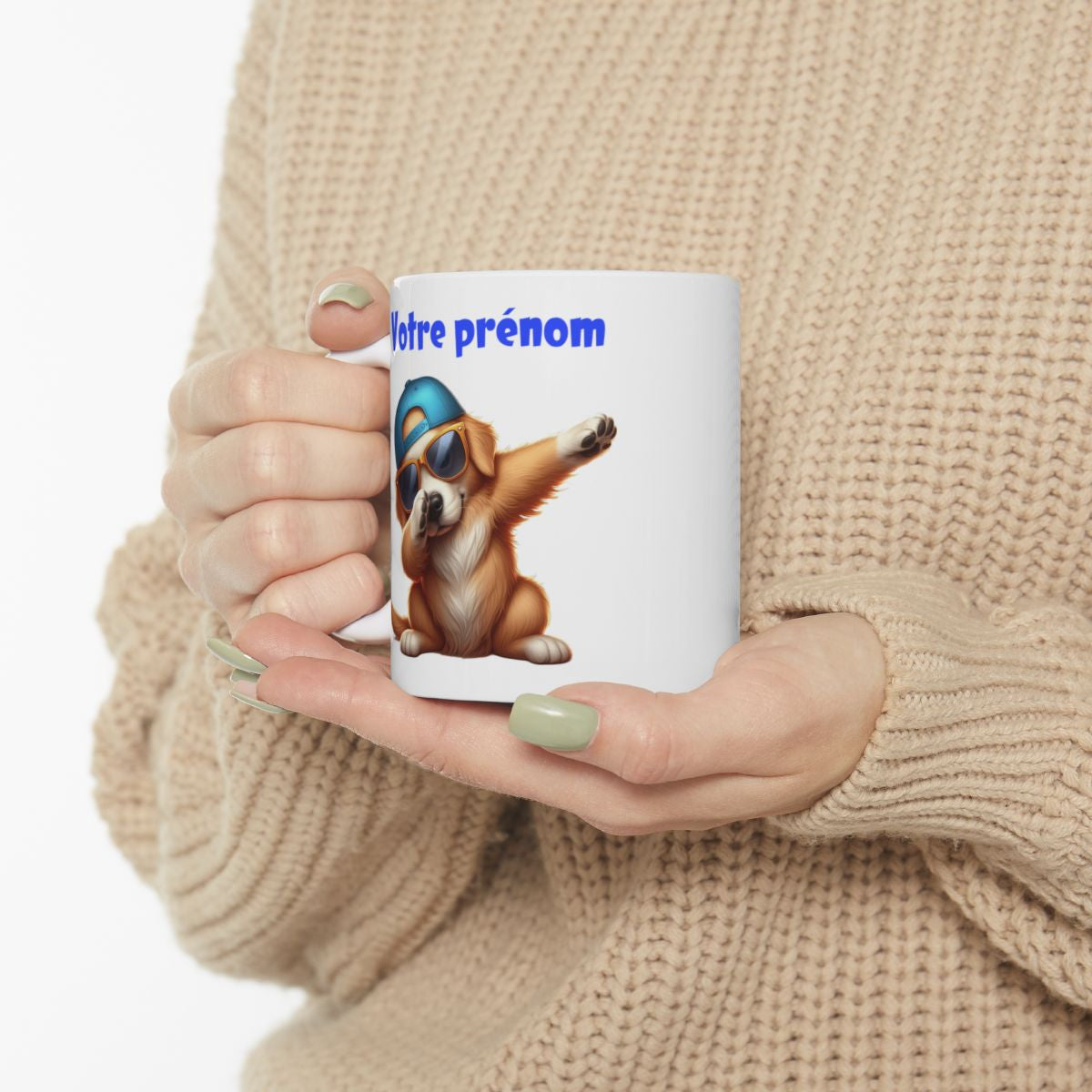 Mug Personnalisable Prénom Texte animaux animal Chien Qui Dab pour enfant et adulte