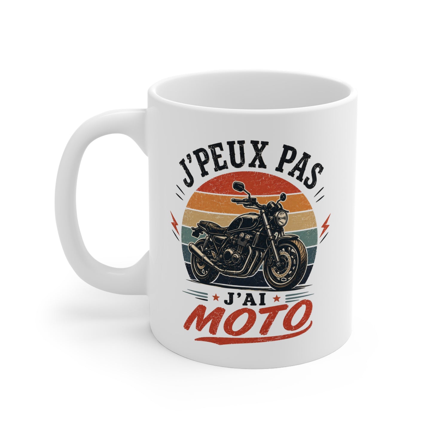 Tasse J’Peux Pas J’Ai Moto – Mug Humour Motard Vintage – Cadeau Moto Homme Femme 325ml