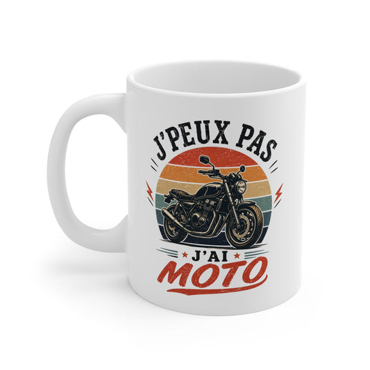 Tasse J’Peux Pas J’Ai Moto – Mug Humour Motard Vintage – Cadeau Moto Homme Femme 325ml