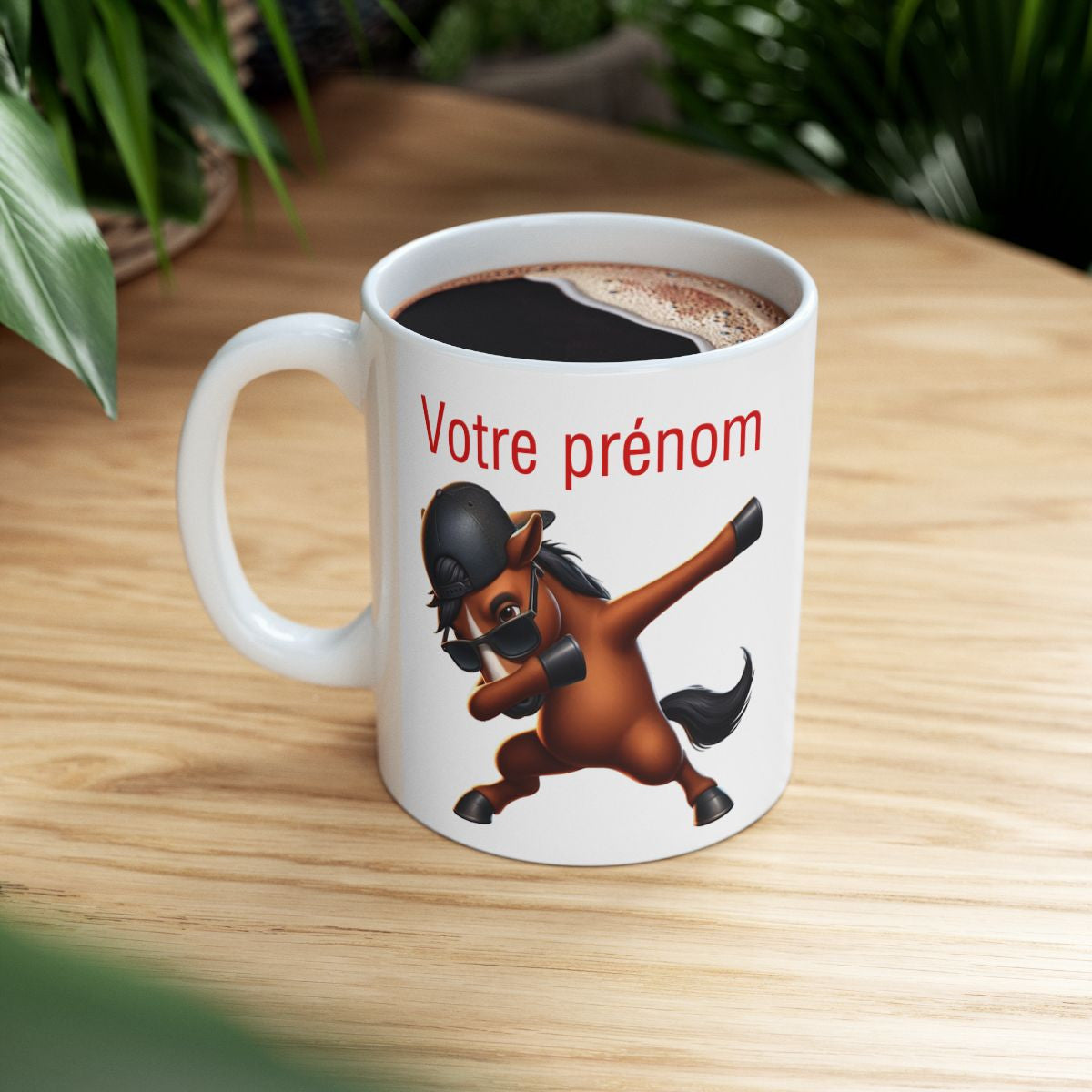 Mug Personnalisable personnalisé Prénom Texte animal animaux  Cheval Qui Dab pour enfant et adulte