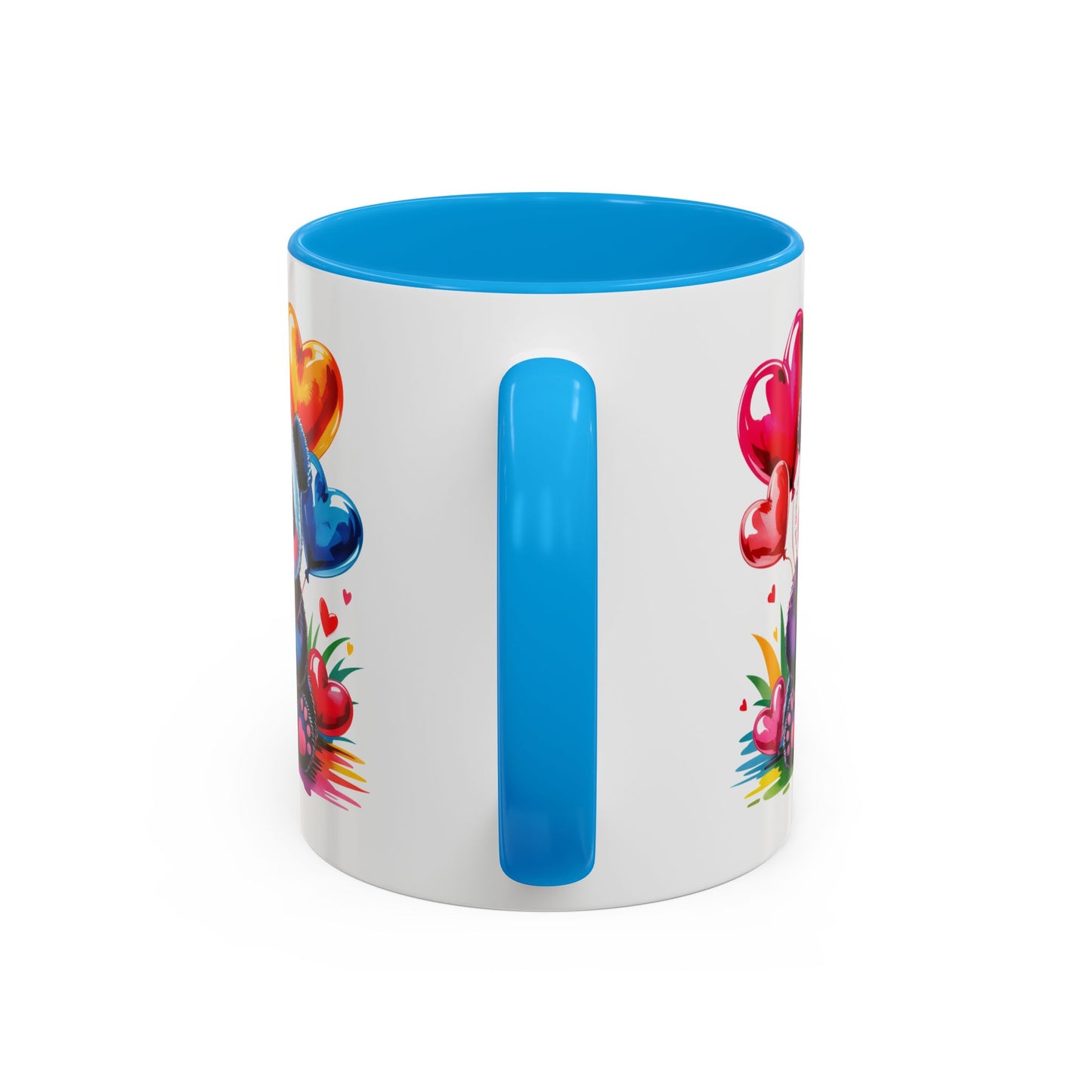 Mug Panda Kawaii avec Ballons Cœur Colorés – Tasse Mignonne Cadeau Original Amoureux des Animaux – Céramique 325ml