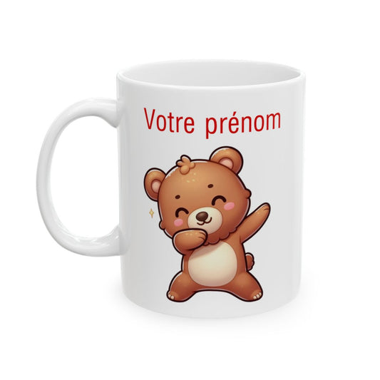 Mug Personnalisable Personnalisé Prénom Texte animal animaux Ours Qui Dab pour enfant et adulte