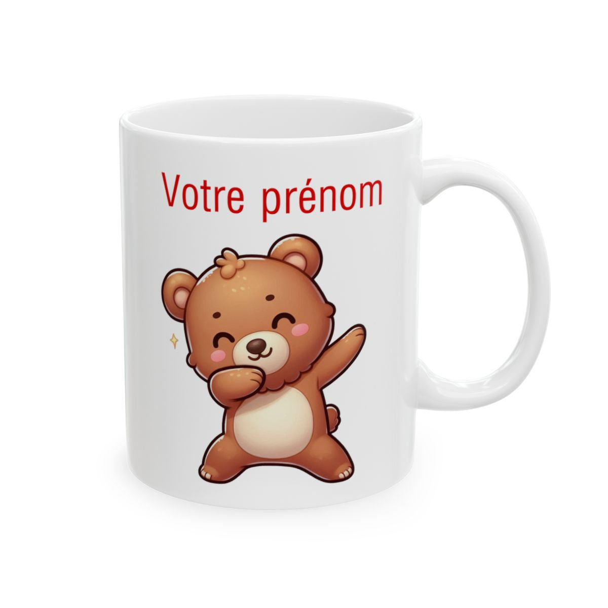 Mug Personnalisable Personnalisé Prénom Texte animal animaux Ours Qui Dab pour enfant et adulte