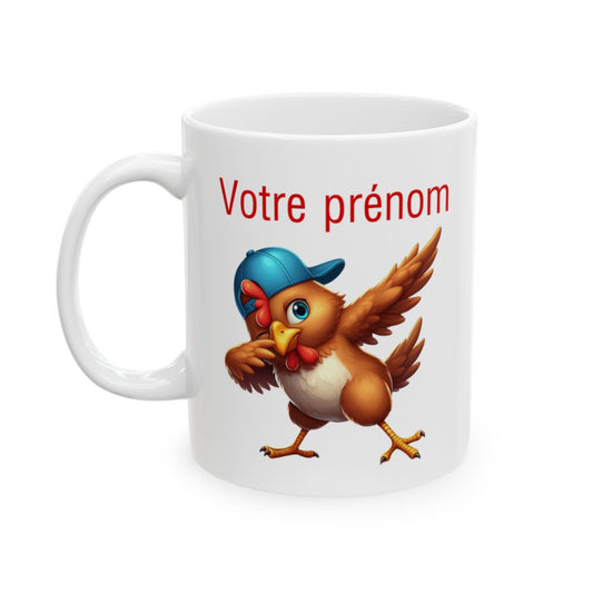 Mug Tasse Personnalisable Personnalisé Prénom Texte animal animaux Poule Qui Dab pour enfant et adulte