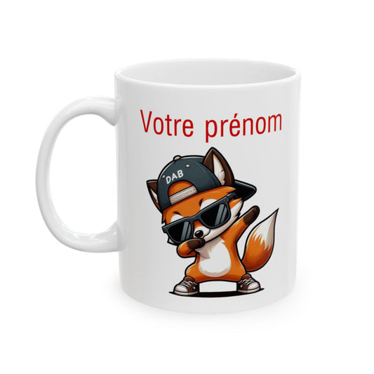 Mug Tasse Personnalisable Personnalisé Prénom Texte animal animaux Renard Qui Dab pour enfant et adulte