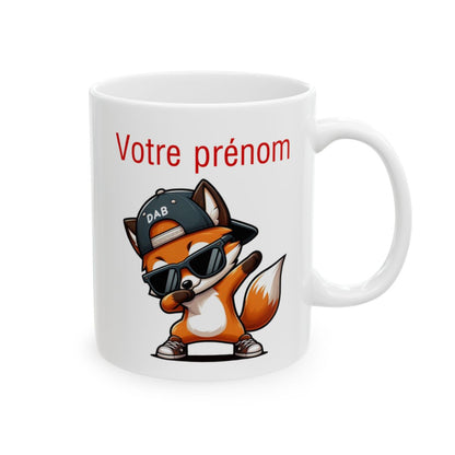 Mug Tasse Personnalisable Personnalisé Prénom Texte animal animaux Renard Qui Dab pour enfant et adulte