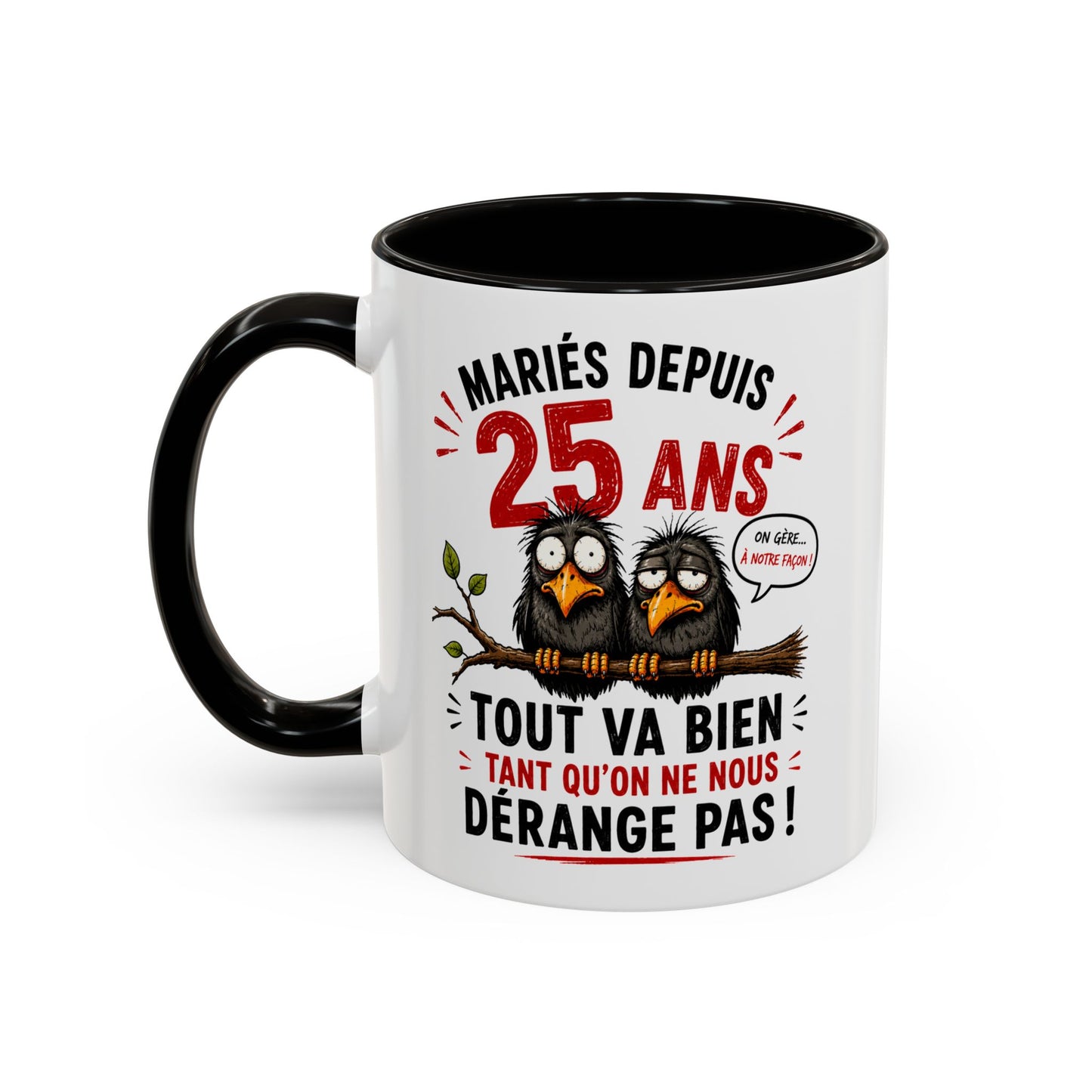 Tasse Mariés Depuis 25 Ans – Mug Humour Anniversaire de Mariage Homme Femme – Cadeau Couple 25 Ans de Mariage 325 ml