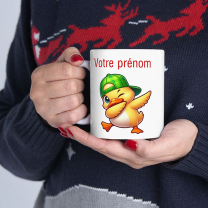 Mug Personnalisable Personnalisé Prénom Texte animal animaux Canard Qui Dab pour enfant et adulte