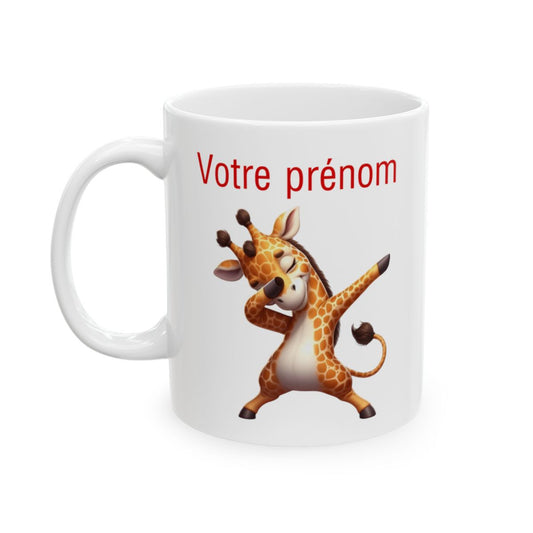 Mug tasse Personnalisable Personnalisé Prénom Texte animal animaux Girafe Qui Dab pour enfant et adulte