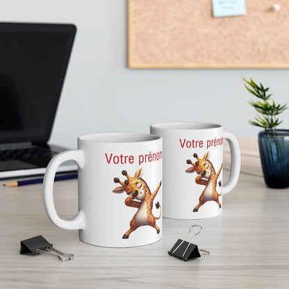 Mug tasse Personnalisable Personnalisé Prénom Texte animal animaux Girafe Qui Dab pour enfant et adulte