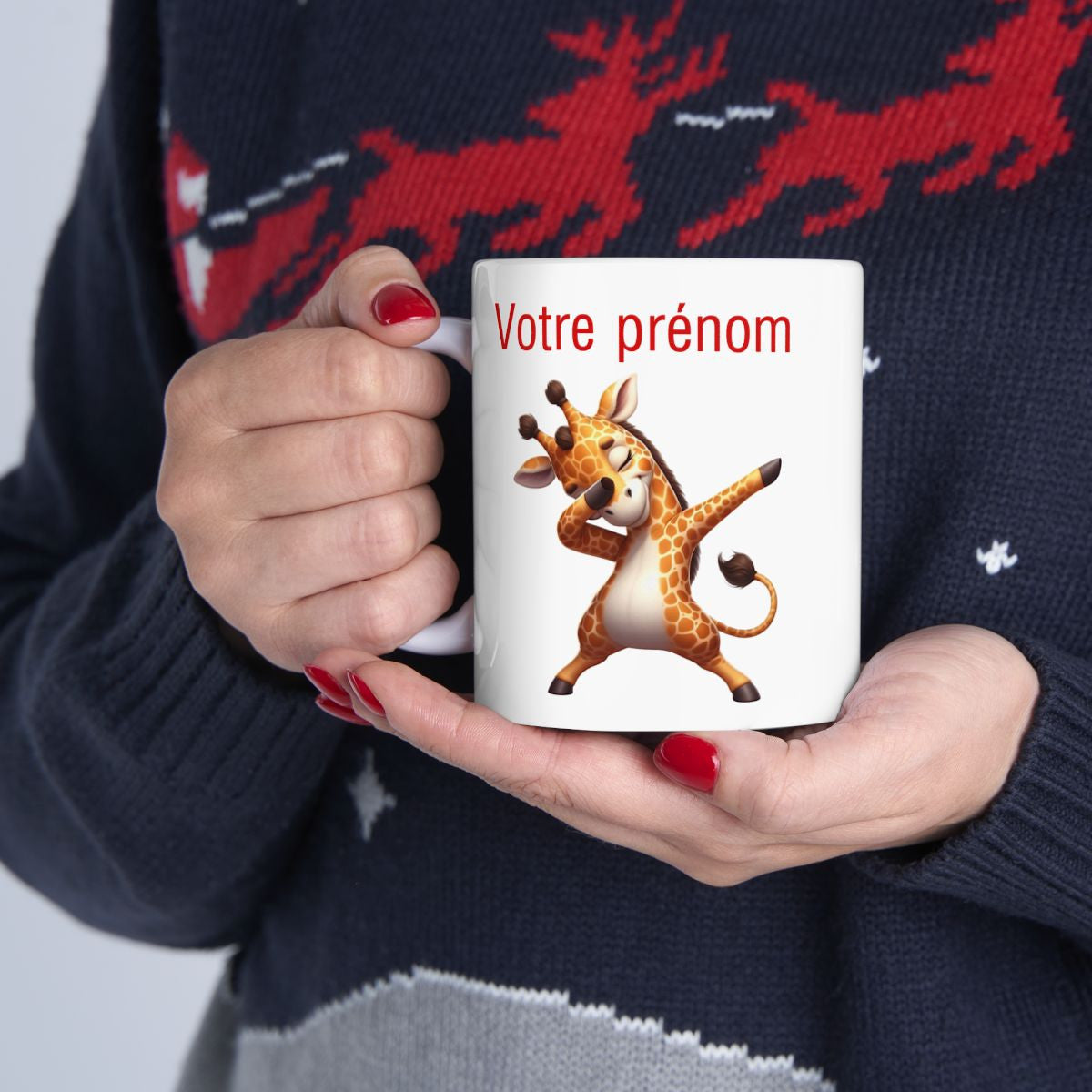 Mug tasse Personnalisable Personnalisé Prénom Texte animal animaux Girafe Qui Dab pour enfant et adulte