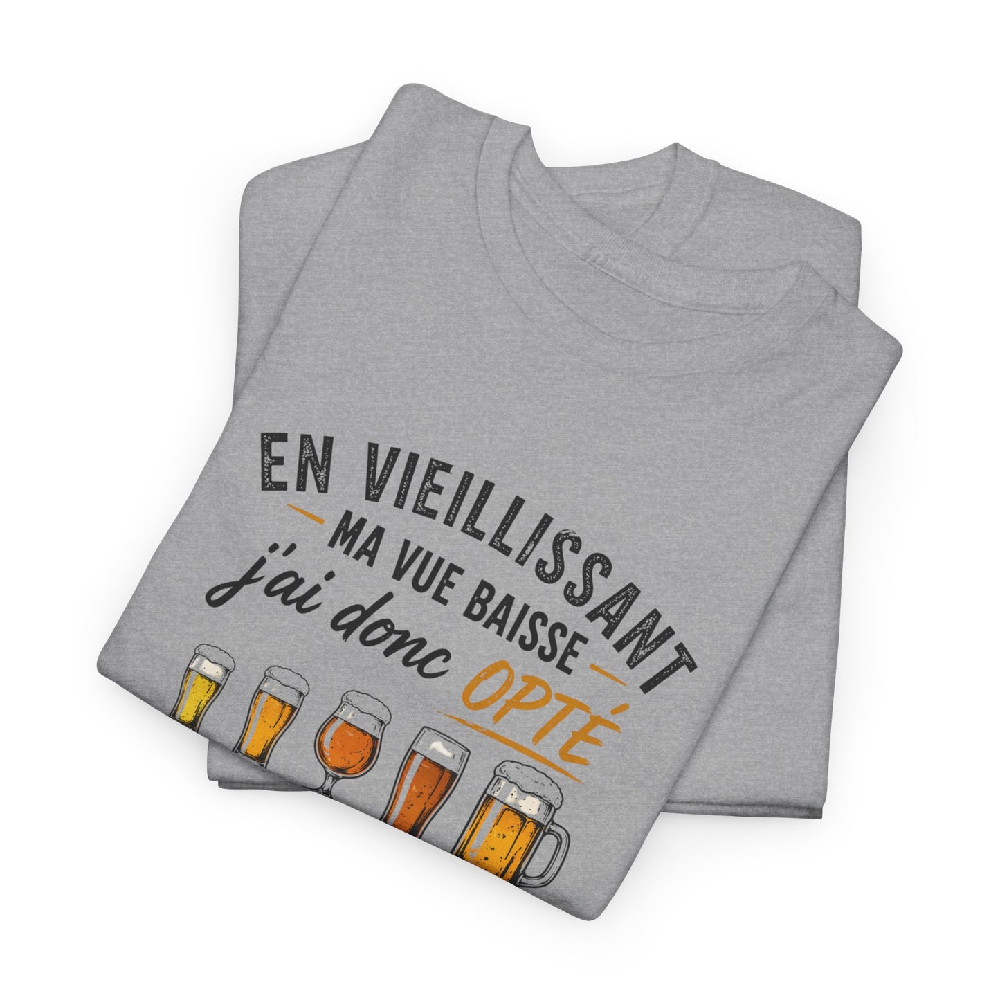 T-Shirt Humour Bière Verres Progressifs – Tee Shirt Drôle Apéro Alcool Citation Amusante Adulte – Cadeau Ami Amateur Bière Noir Blanc Gris