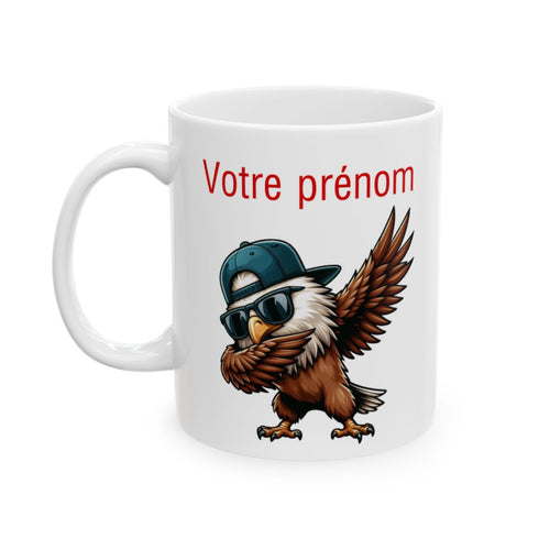 Mug Tasse Personnalisable Personnalisé Prénom Texte animal animaux Aigle Qui Dab pour enfant et adulte