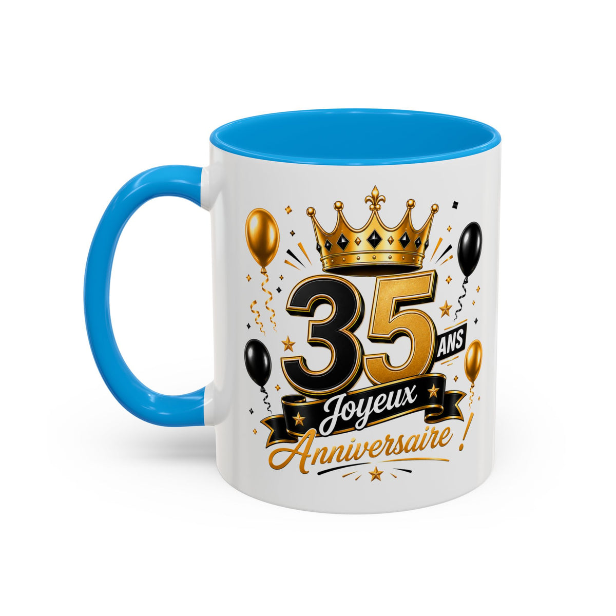 Mug Joyeux 35 Ans – Tasse Anniversaire 35 Ans – Cadeau Original pour Femme Homme – Idée Cadeau 35e Anniversaire Noir Bleu Rouge