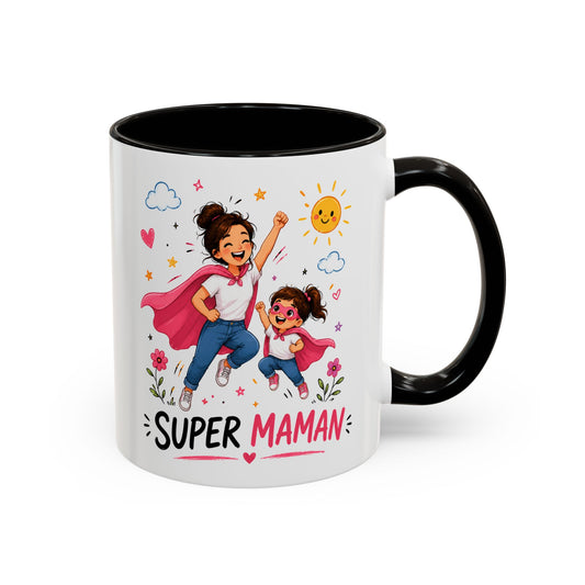 Tasse Super Maman Héroïne – Mug Mère Fille Super Héros Rose – Cadeau Fête Des Mères Femme 325ml
