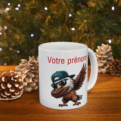 Mug Tasse Personnalisable Personnalisé Prénom Texte animal animaux Aigle Qui Dab pour enfant et adulte
