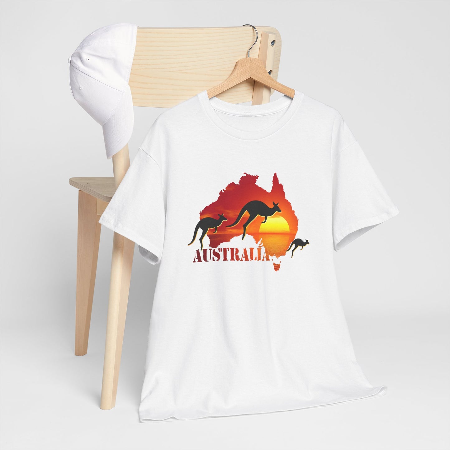 Tee Shirt Homme et Femme Australie Kangourou Coucher de Soleil Voyage Nature Paysage Australien Animal Sauvage Cadeau