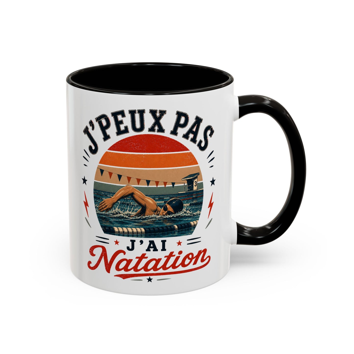 Tasse J’Peux Pas J’Ai Natation – Mug Nageur Vintage Humoristique – Cadeau Passion Natation Homme Femme 325ml