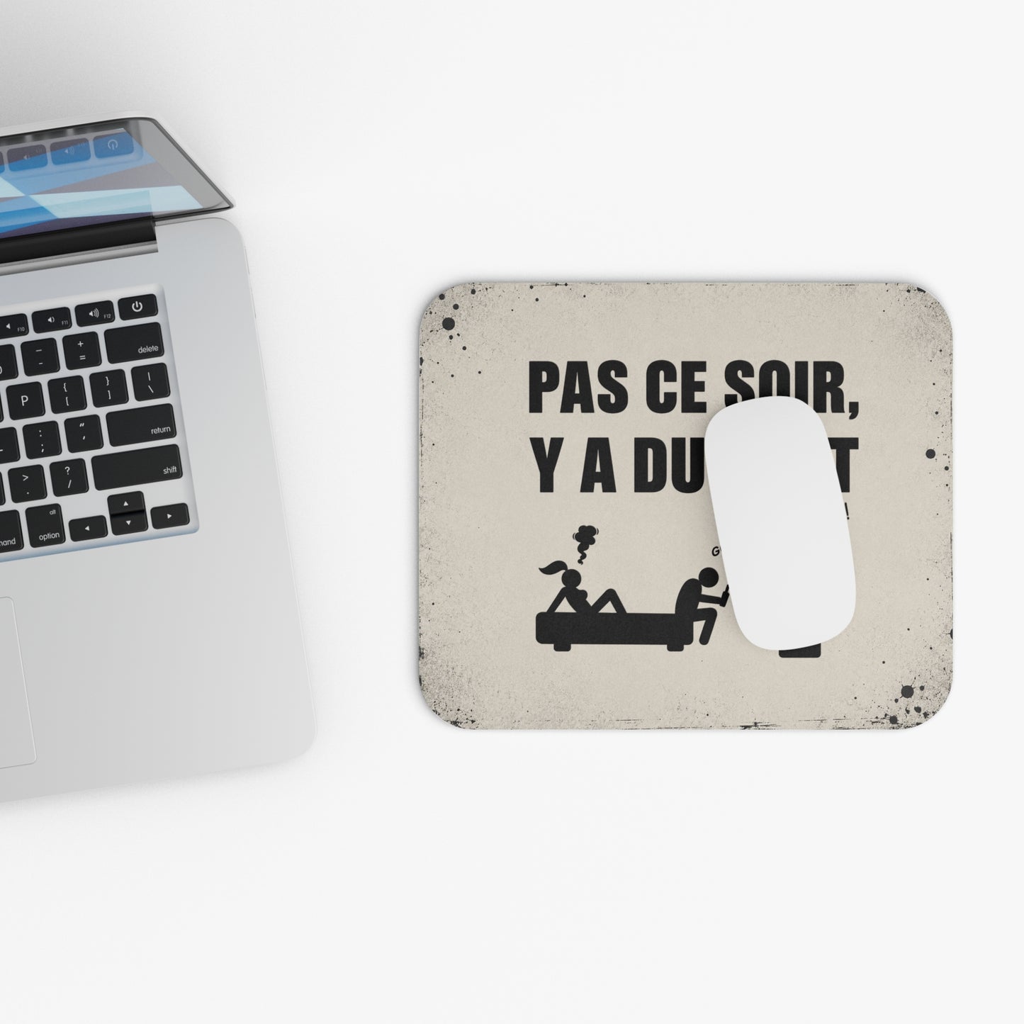 Tapis de Souris 22x18cm Humour Pas Ce Soir Y a du Foot Cadeau Fan de Football Homme Femme Bureau Télétravail