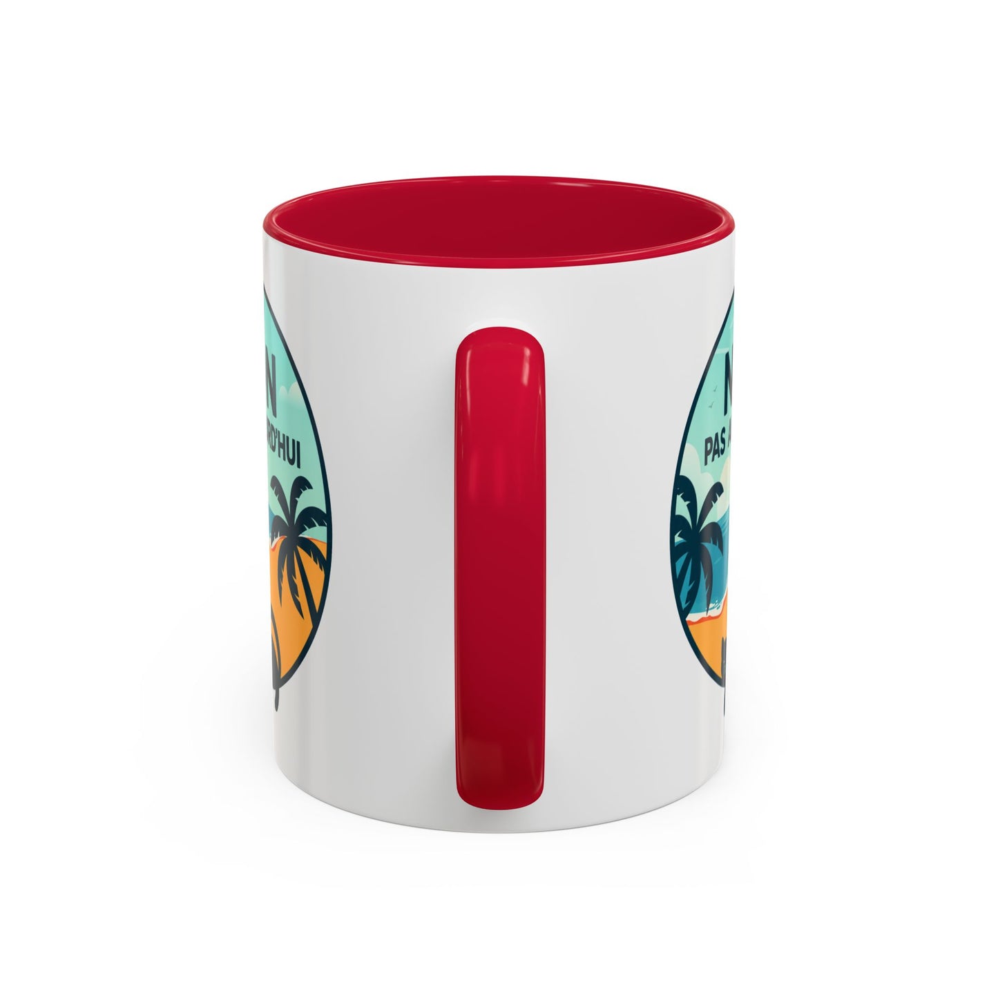 Tasse Chat Homme et Femme – Non Pas Aujourd'hui – Mug Humour Chat Relax Plage Vacances – Cadeau Original pour Amoureux des Chats – 325 ml