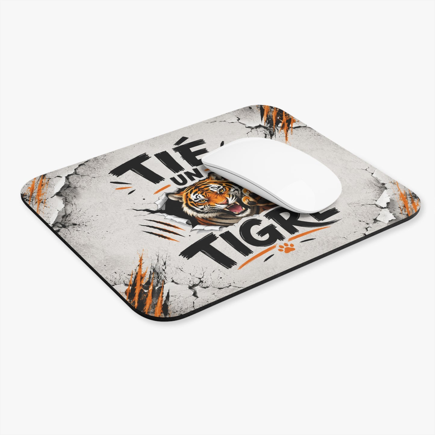 Tapis de Souris 22x18cm Tié Un Tigre Humour Marseillais Tigre Rugissant Cadeau Homme Femme Bureau Gaming Décoration Originale