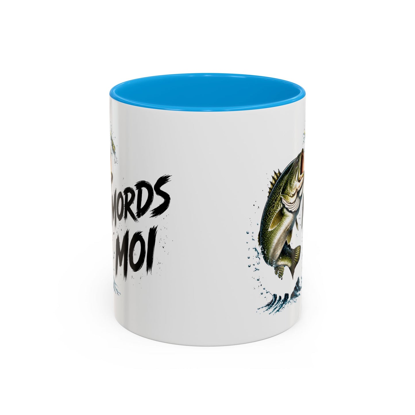 Mug Pêche Humoristique – Tasse Poisson avec Leurre – Cadeau Homme Amateur de Lac, Rivière et Plein Air – 325 ml Noir Bleu Rouge