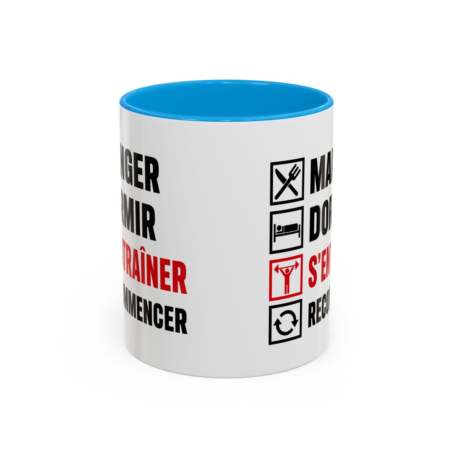 Mug Musculation Fitness – Tasse Sport Entraînement – Cadeau Original Homme et Femme, Passion Salle Noir Bleu Rouge