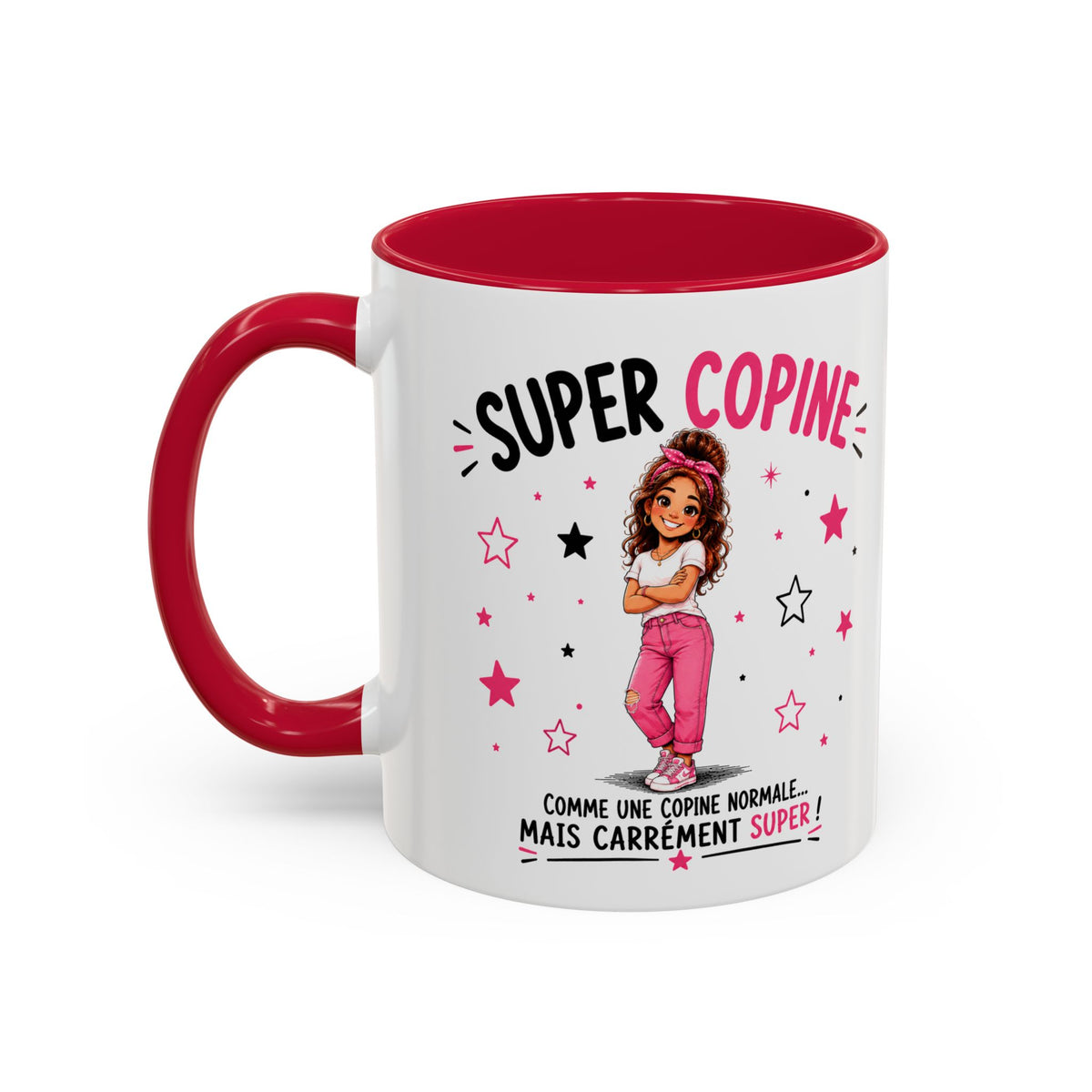 Mug Super Copine – Tasse Humoristique pour Amie – Idée Cadeau Originale pour une Super Copine – Anniversaire Noël Amitié noir bleu rouge