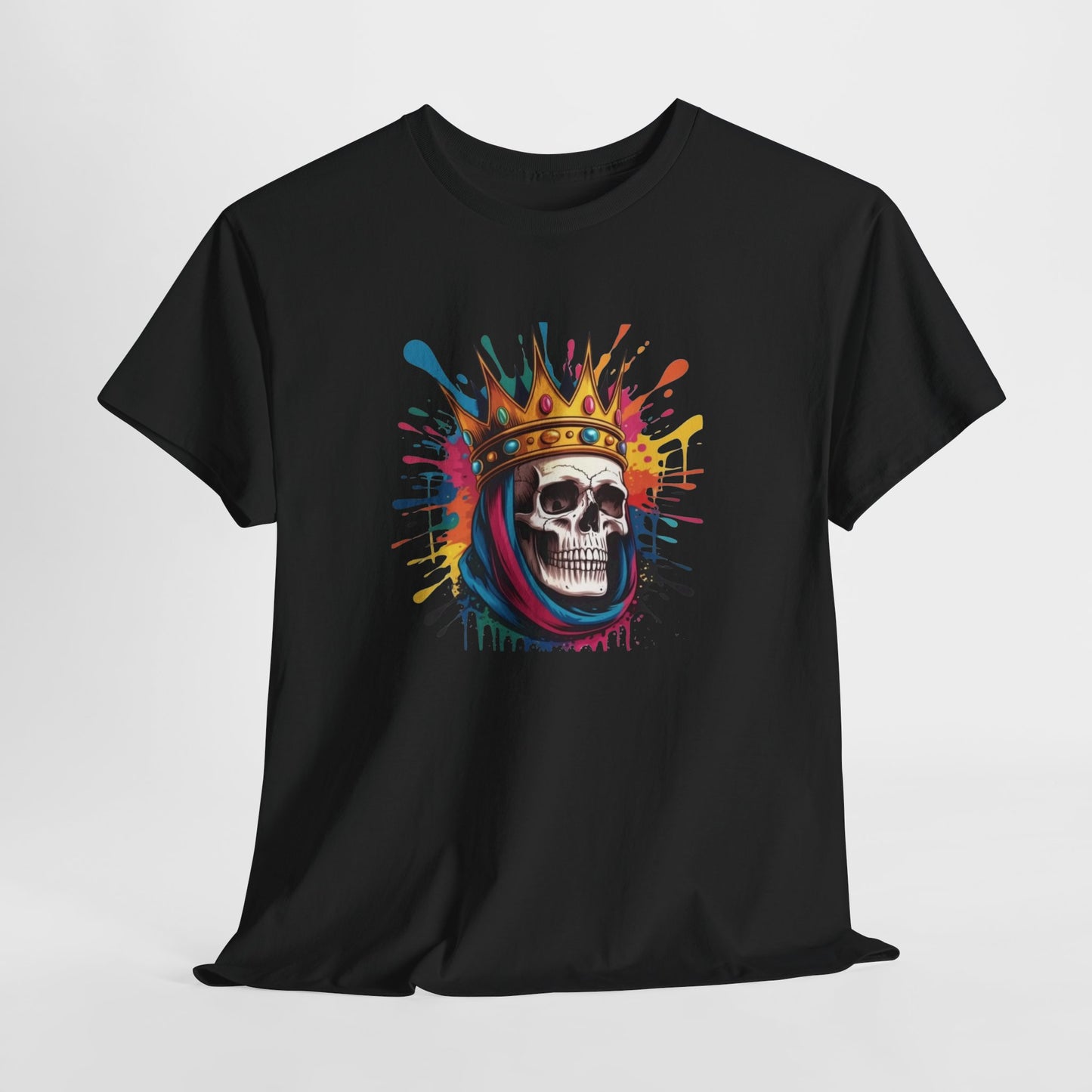 T-Shirt Crâne Couronne Adulte – Skull King Street Art – Tee Shirt Graphique Urbain Noir Blanc Gris Cadeau Original