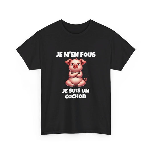 T shirt  Animal noir Je suis un Cochon idée cadeau humour drole amusant humoristique pour homme et femme