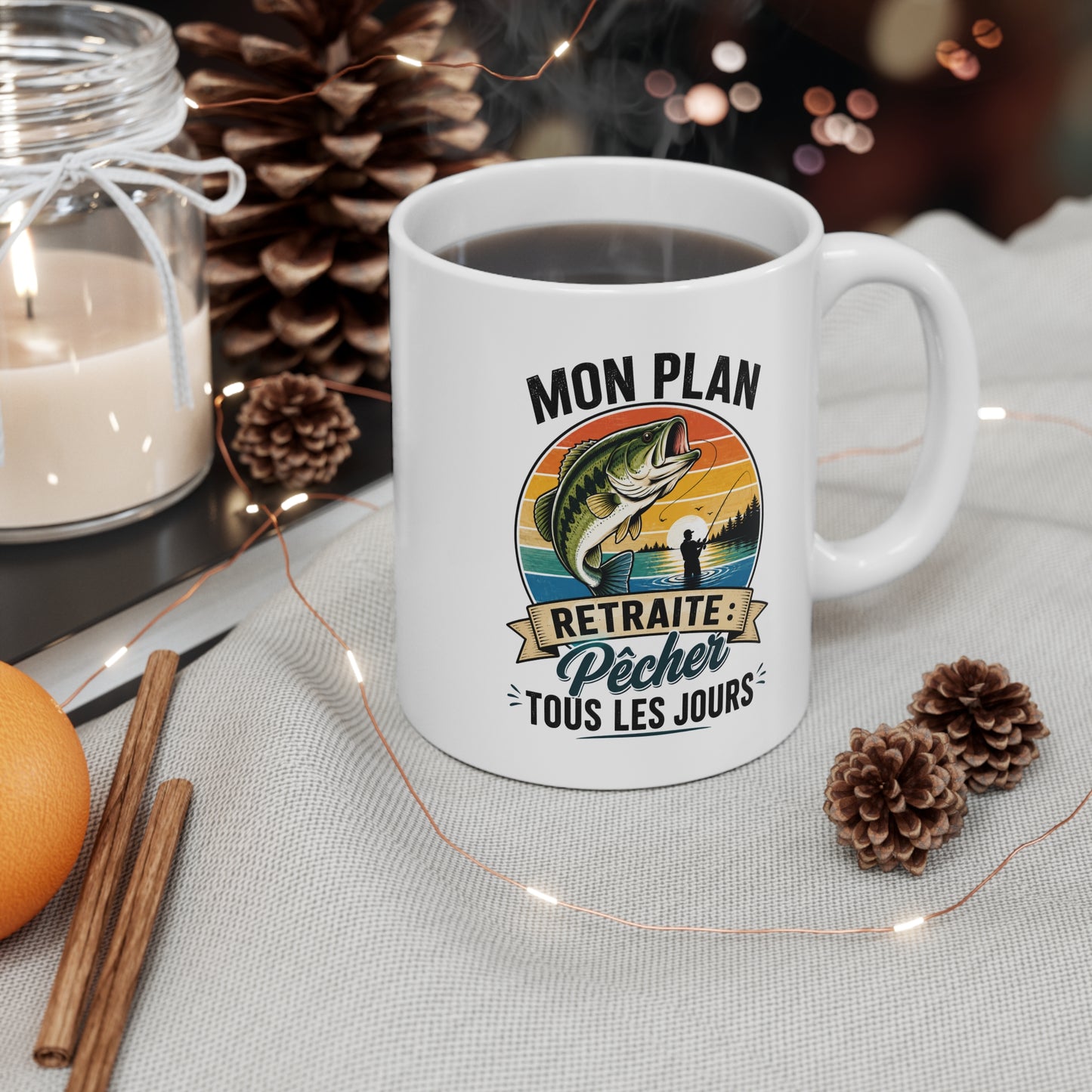 Mug Retraite Pêche – Tasse Humoristique Poisson – Cadeau Homme Futur Retraité Passionné de Loisirs en Plein Air – 325 ml
