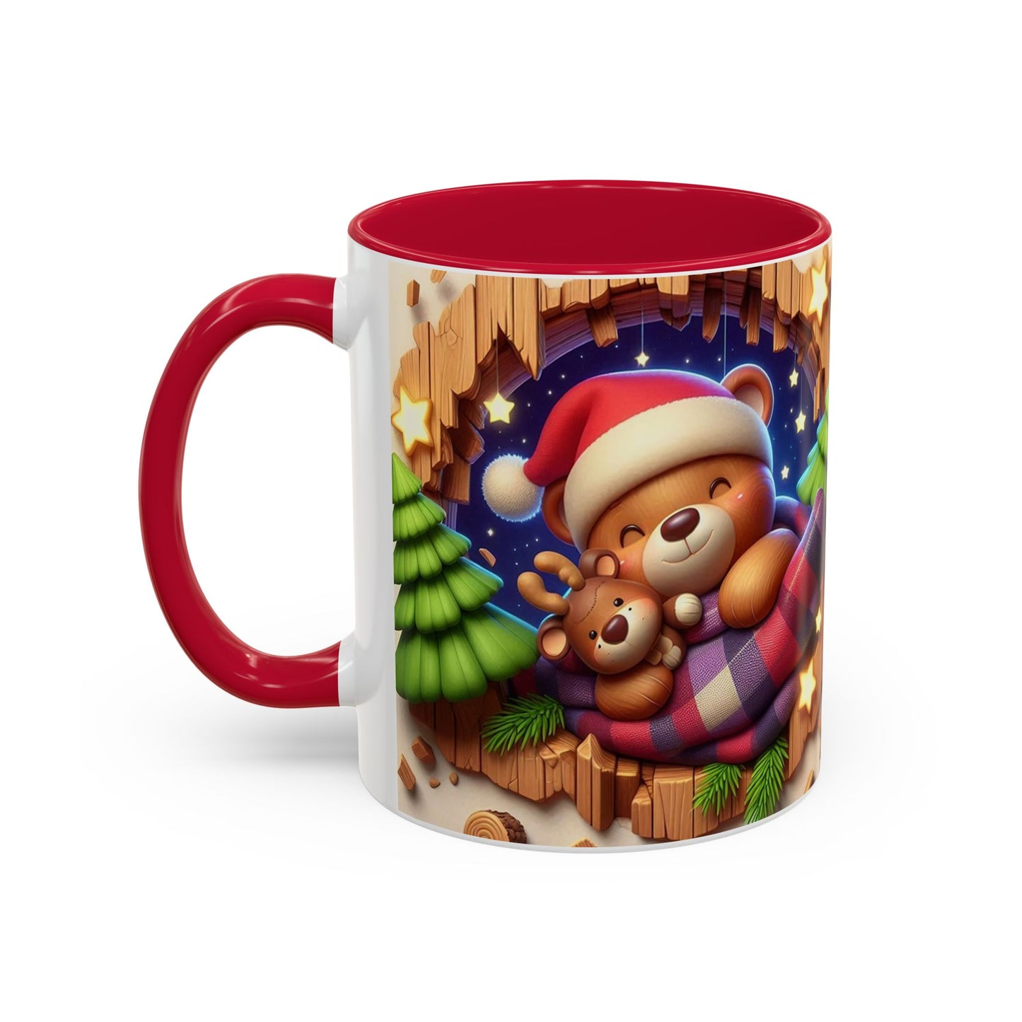 Mug Ours de Noël Kawaii – Tasse Ourson Adorable avec Bonnet de Noël, Plaid et Renne – Cadeau Hiver 325ml