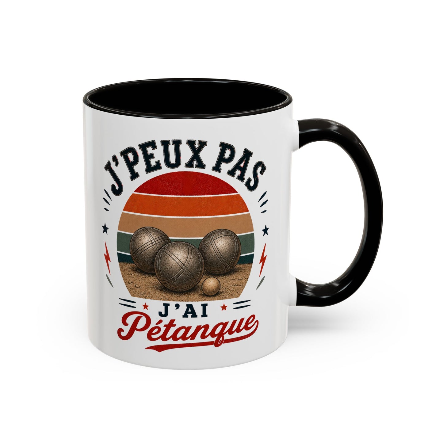 Tasse J’Peux Pas J’Ai Pétanque – Mug Humour Joueur de Boules Vintage – Cadeau Pétanque Homme Femme 325ml