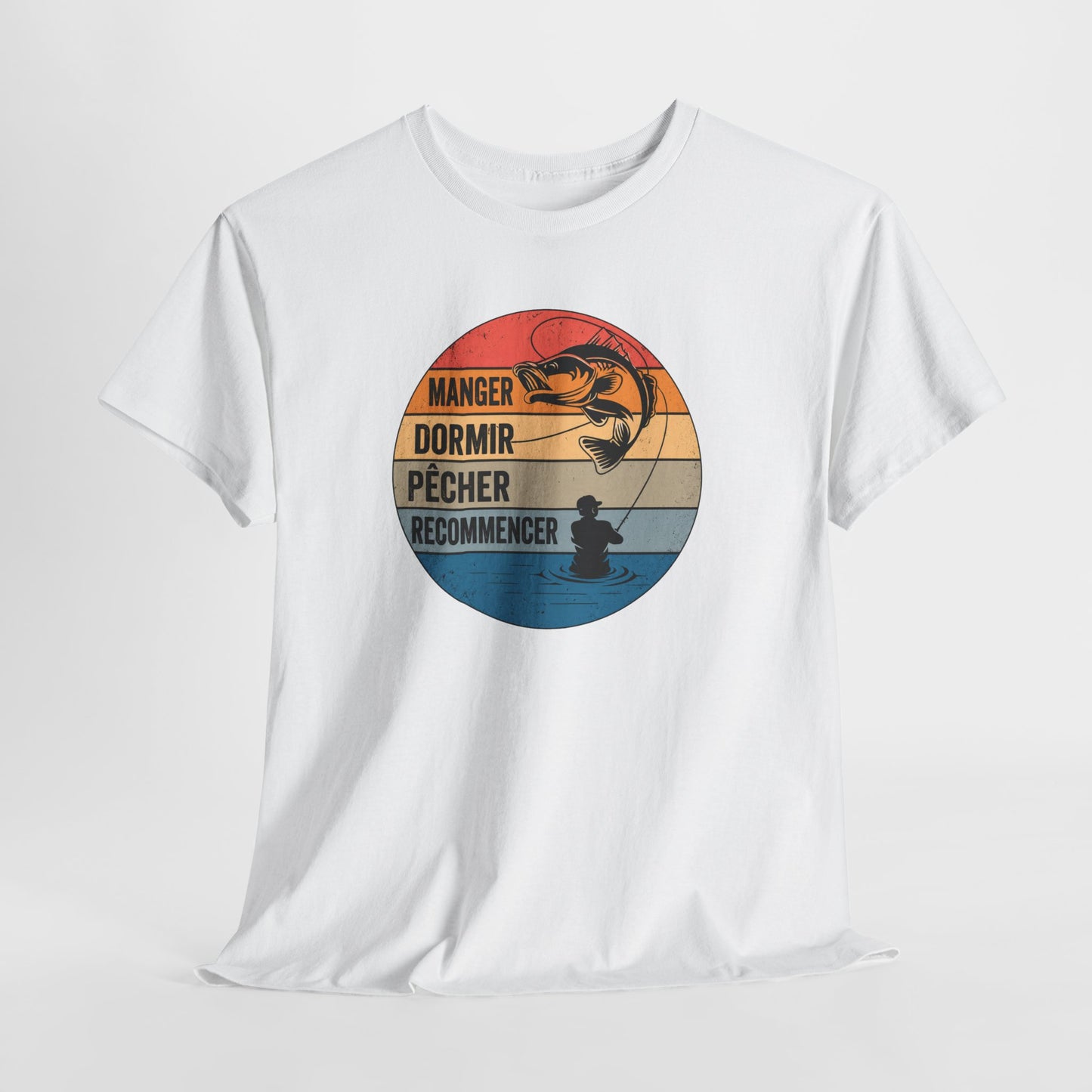 T-Shirt Pêche Homme et Femme – Cadeau Pêcheur Passionné – Pêche Poisson Canne à Pêche – Style Vintage Rétro – Idée Cadeau