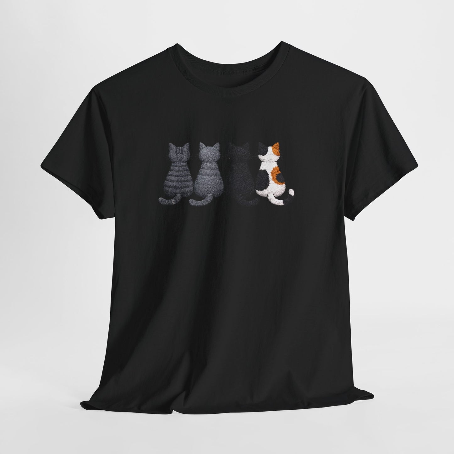 T-Shirt Chats Assis de Dos Minimaliste Amoureux des Chats Cadeau Femme