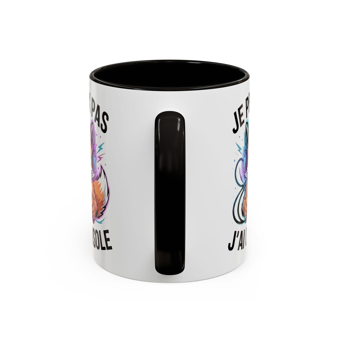Mug Gamer Humoristique – Tasse Gaming Renard Casque Manette – Cadeau Joueur Geek – Céramique 325ml Noir Bleu Rouge