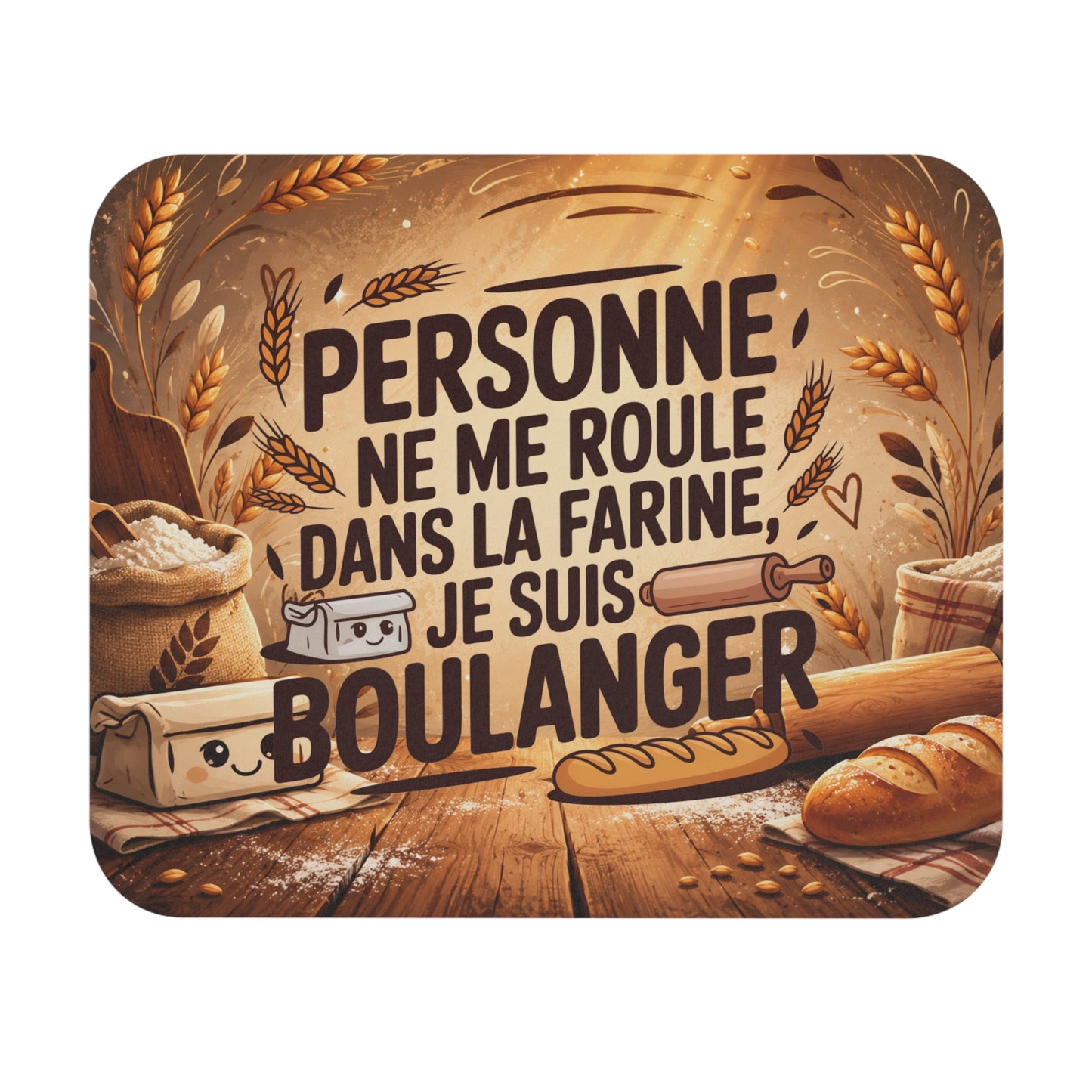 Tapis de Souris 22X18cm Personne Ne Me Roule Dans La Farine Je Suis Boulanger – Cadeau Humour Boulanger Pâtissier Homme Femme – Accessoire Bureau Gaming