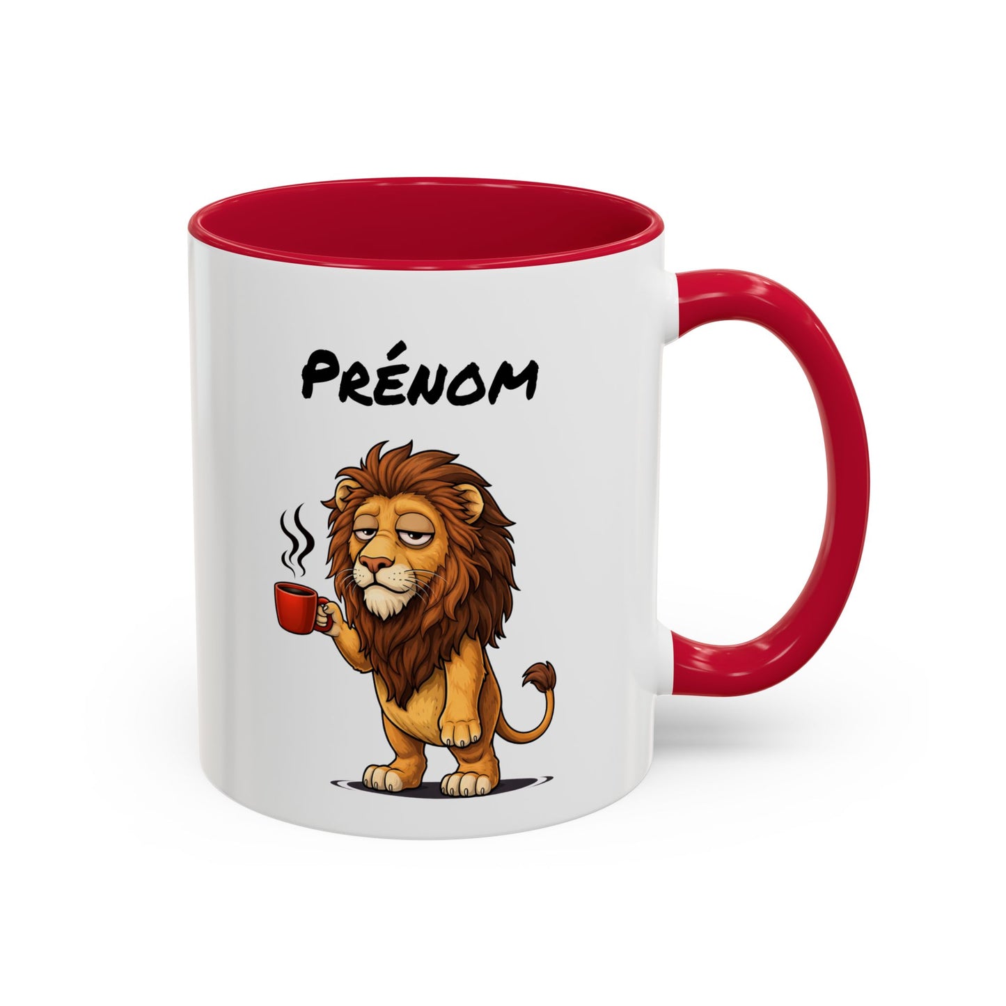 Tasse Lion avec Café – Mug Animal Sauvage Humoristique – Illustration Lion Fatigue 325ml