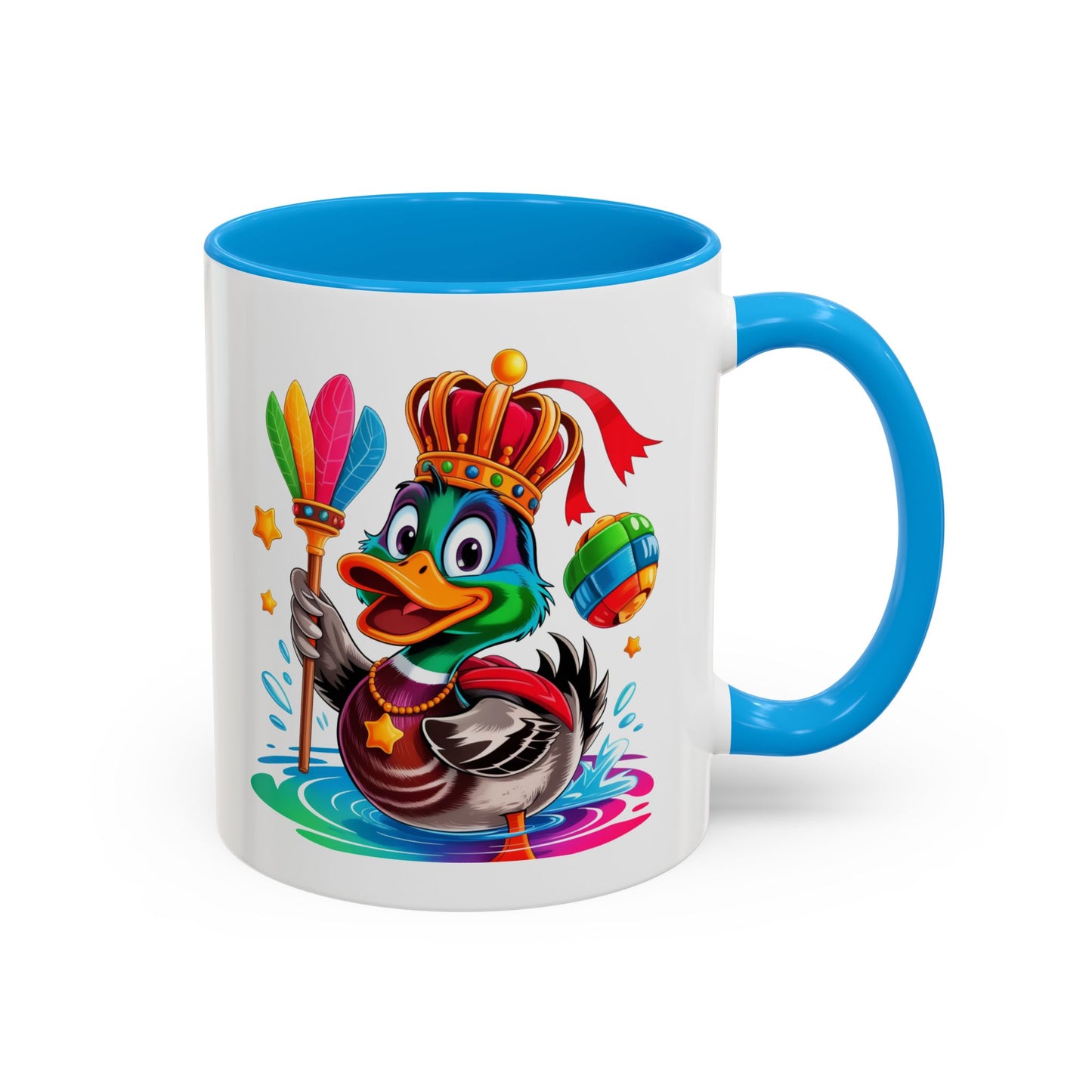 Mug Canard Roi Kawaii avec Couronne et Sceptre – Tasse Colorée et Originale Cadeau Amoureux des Animaux – Céramique 325ml
