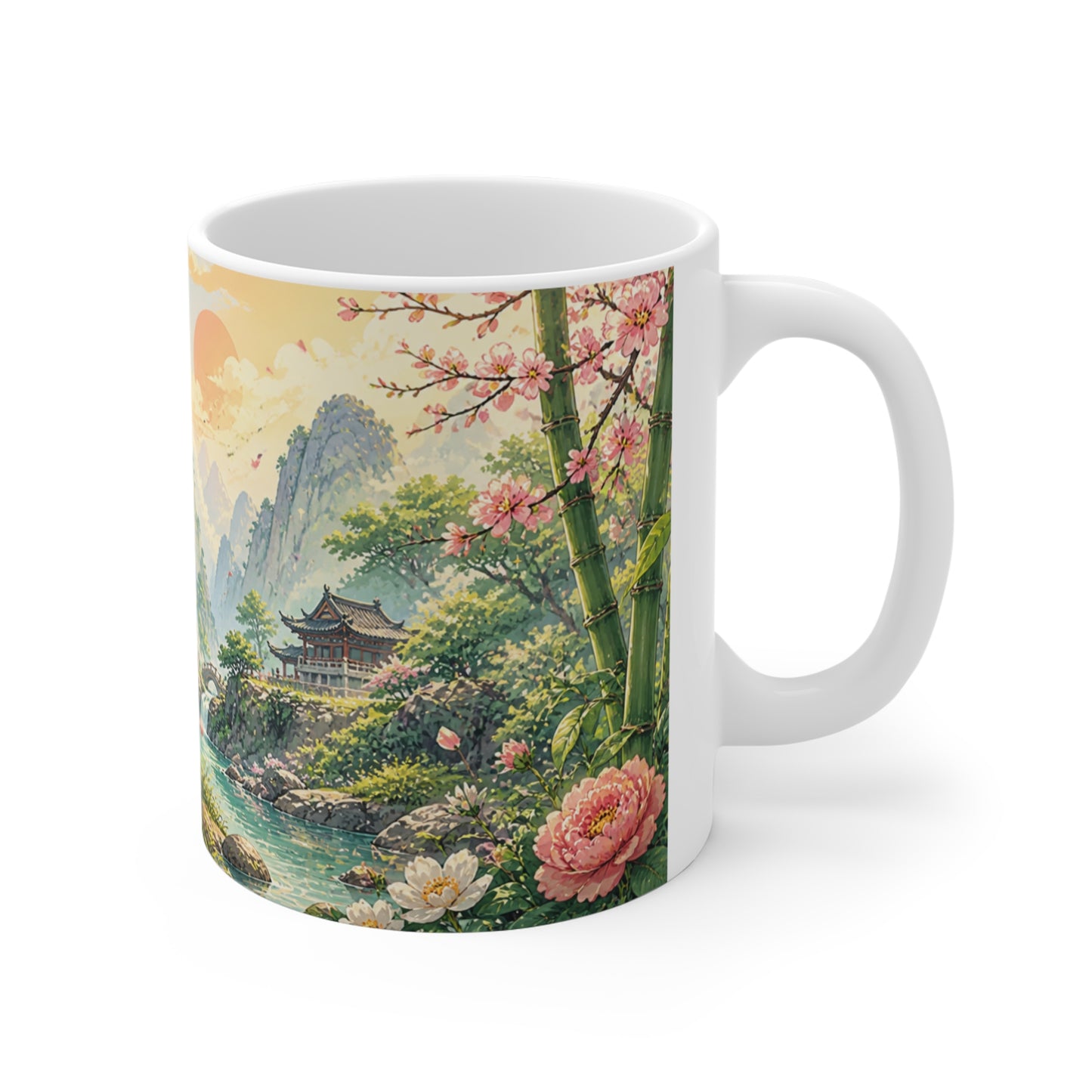 Tasse Panda Bambou et Jardin Japonais – Mug Nature Zen Asiatique – Cadeau Homme Femme Enfant 325ml
