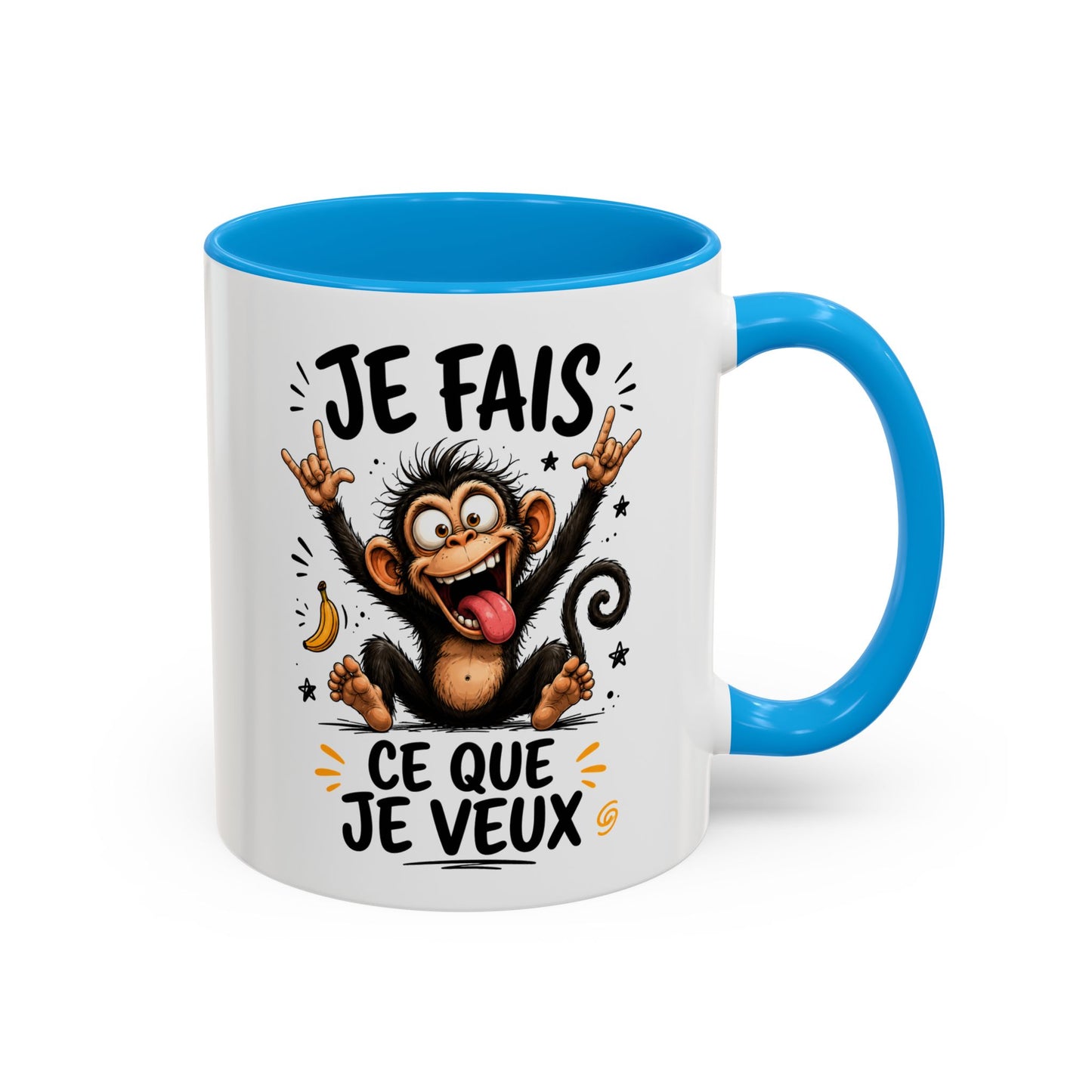 Tasse Je Fais Ce Que Je Veux – Mug Humour Singe Fou – Cadeau Homme Femme Collègue Ami 325ml